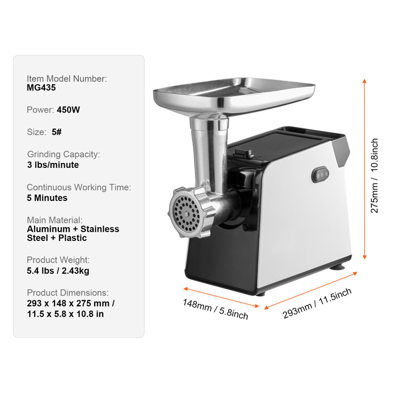 Meat Grinder, 3 Lbs/Min Capacity Electric Meat Grinders with Blade, Grinding Plate, Sausage Maker, Kubbe Kit, Stainless Steel Meat Mincer for Home Kitchen