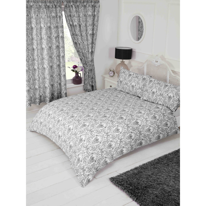 Giovanni Annette 132 TC Duvet Cover Set, Black, Super King Duvet Cover + 2 Standard Pillowcases