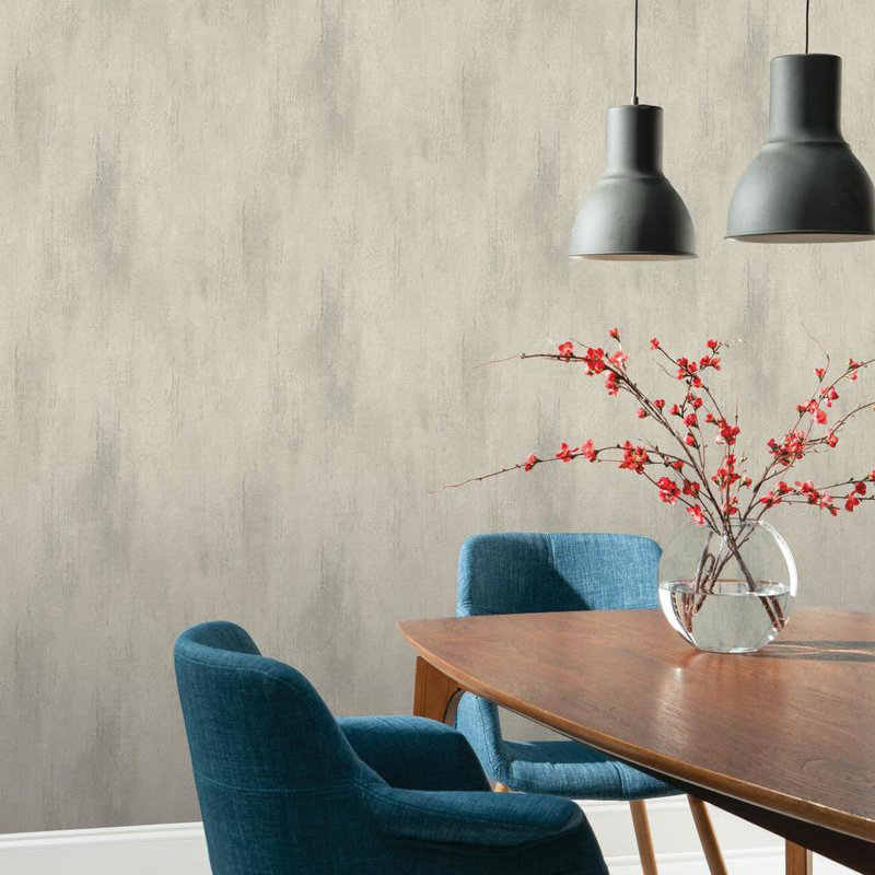 Stucco 32.8' L x 20.8" W Wallpaper Roll, Light Warm Grey