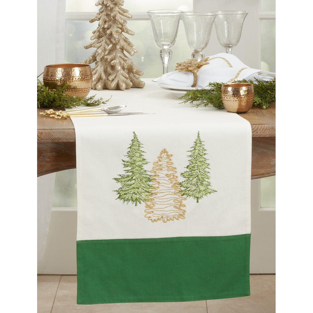 Cotton Blend Christmas Table Runner Saro