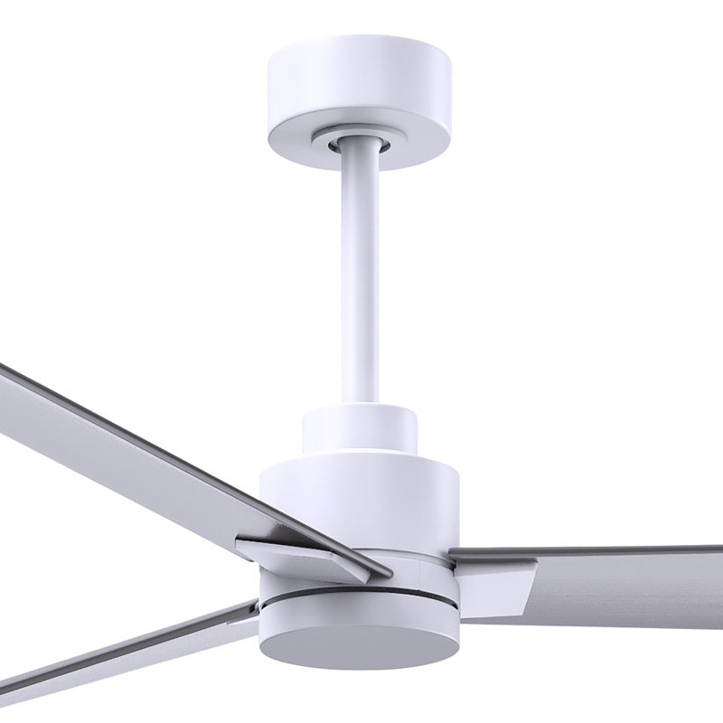 Alessandra Outdoor Downrod Ceiling Fan, Brushed Nickel, Matte White