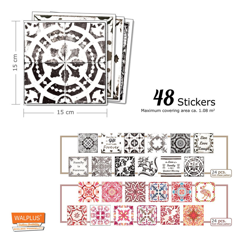 Carreau de terrain auto-adhésif en vinyle 6 po x 6 po