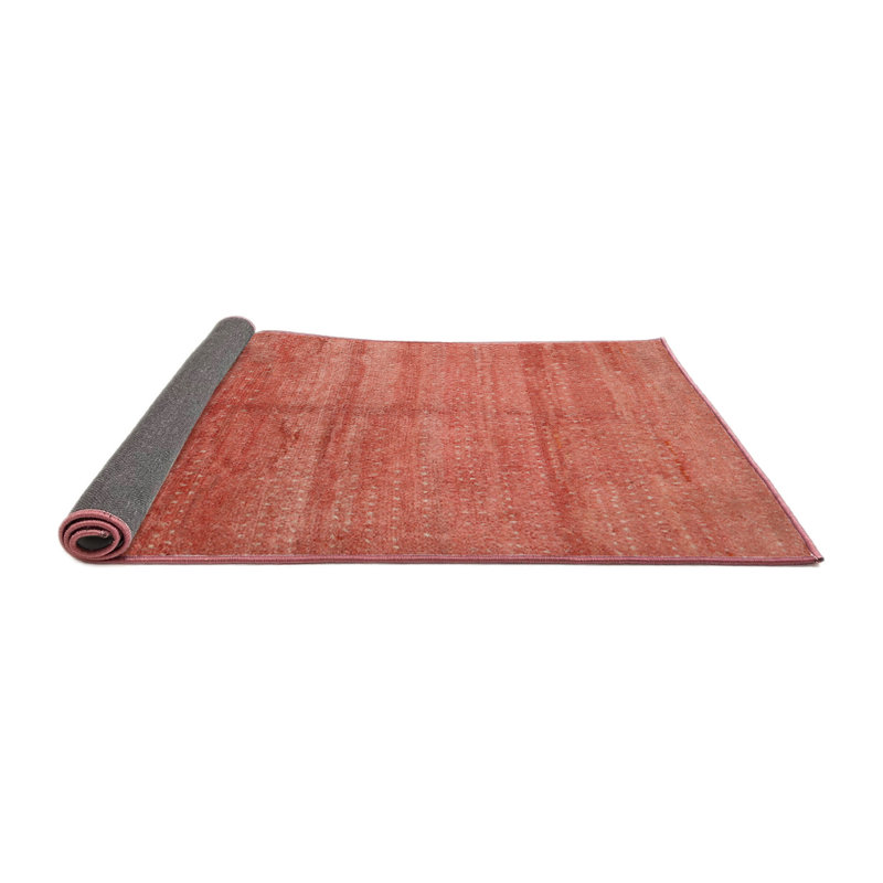 Tapis de zone rouge/rose contemporaine, Rond 5 pi