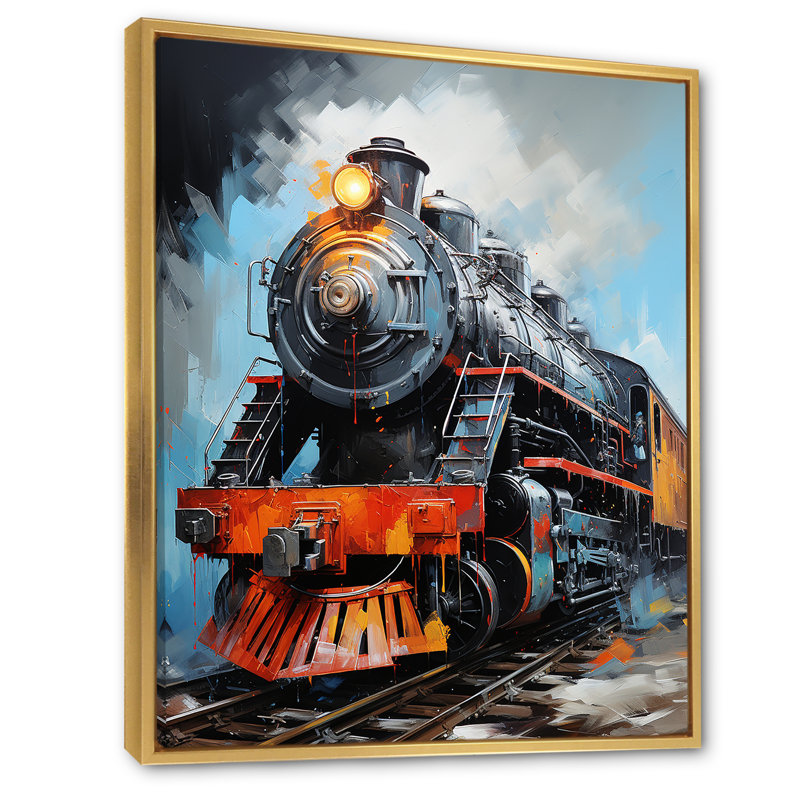 Train fluide sur toile, H 40 po x l 30 po x P 1,5 po, Cadre flottant doré