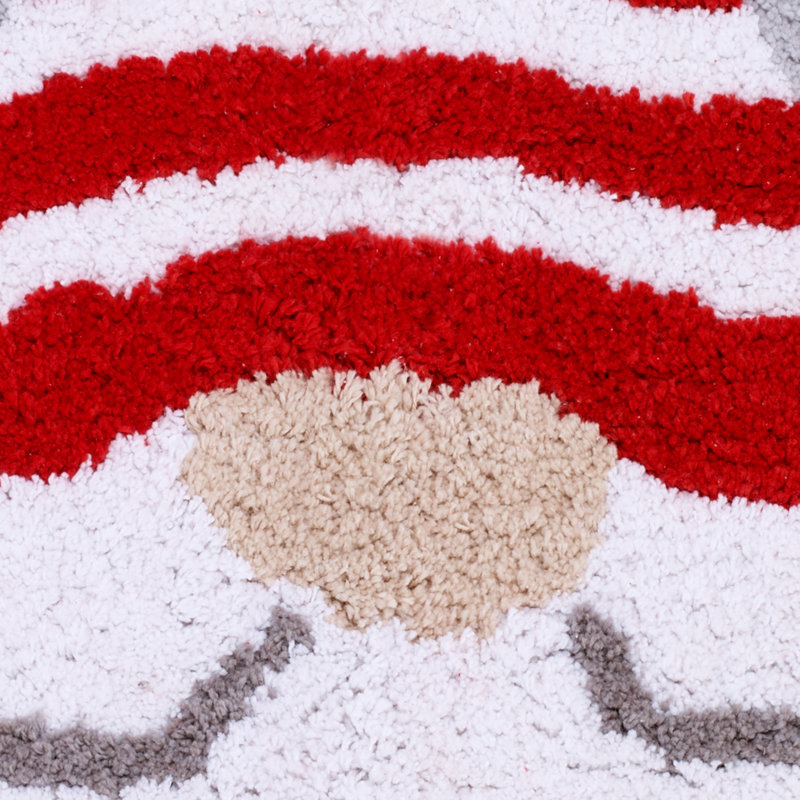 Holiday Gnome Cotton Bath Rug with Non-Slip Backing