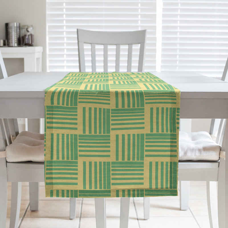 Fractured Stripes Table Runner, 16" x 90", Yellow/Green