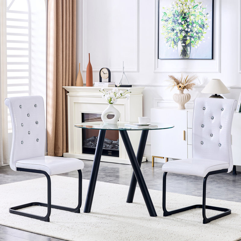 Ensemble de deux chaises d'appoint blanches et noires en similicuir, Blanc, Noir