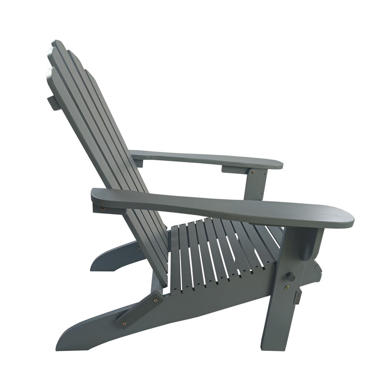 Chaise Adirondack d'extérieur ou d'intérieur en bois, pliable, gris