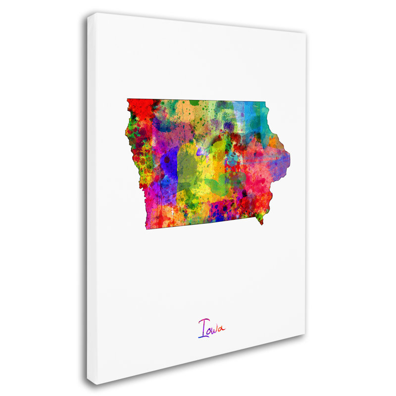 « iowa map », reproduction d’impression sur toile tendue, H 32 po x l 24 po x P 2 po