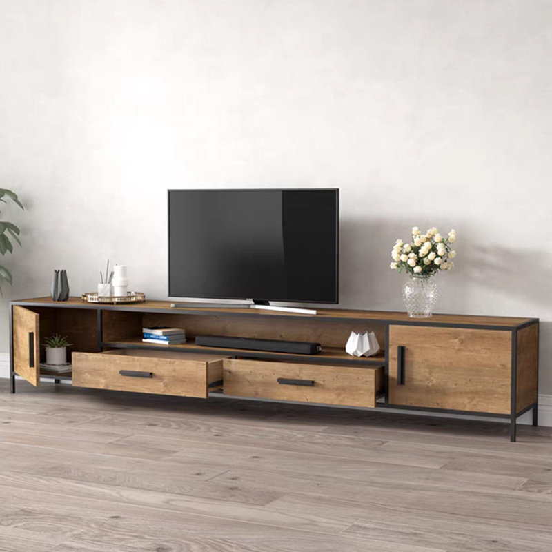 Meuble télé simple et moderne en bois massif, 78.74"