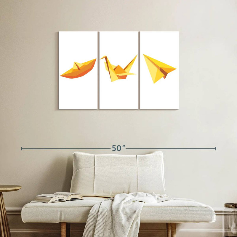 Origami 3 pièces, H 24 po x l 38 po x P 1,25 po