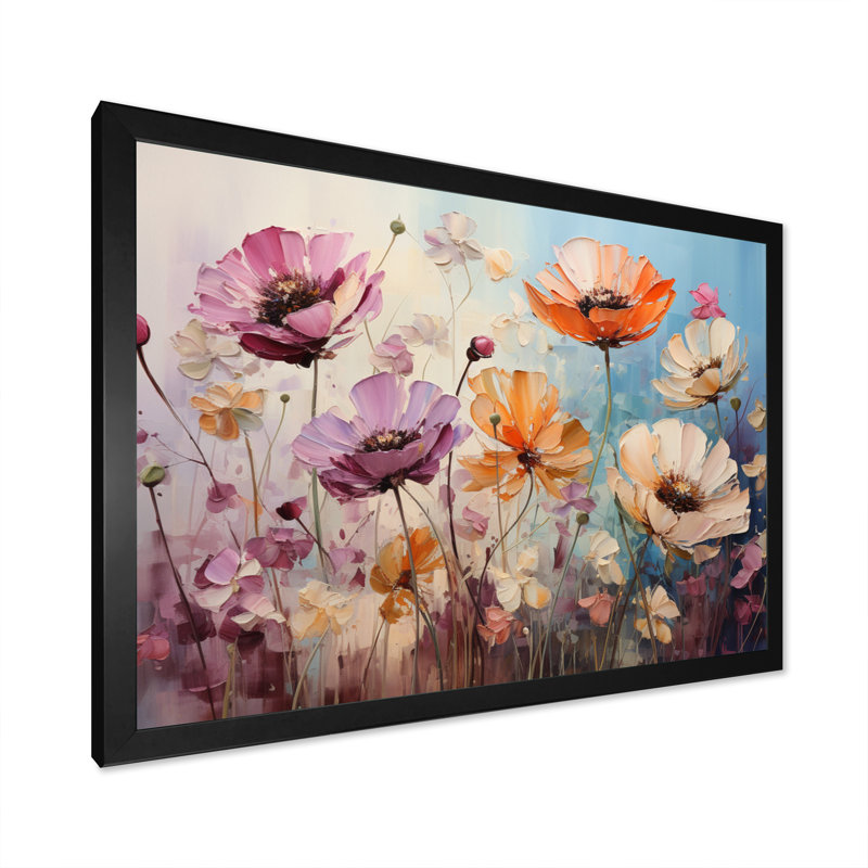 «Meadow Impressionistic Blooms» sur toile, H 34 po x l 44 po x P 1,5 po, Cadre photo noir