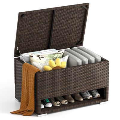Costway 0.01cm W 180L Deck Box in Brown