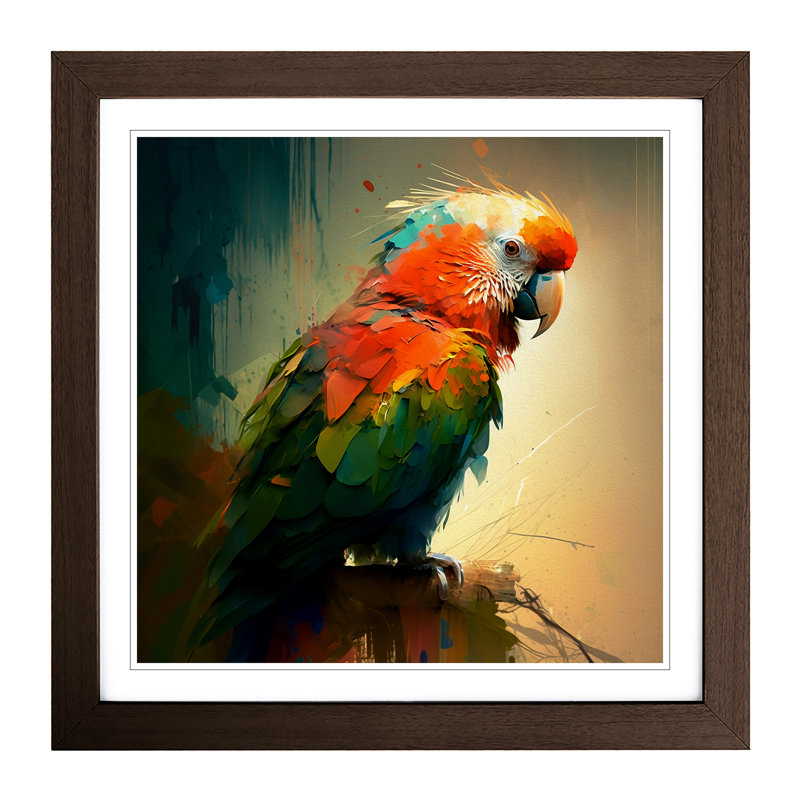 Parrot Expressionism - Framed Print, Walnut