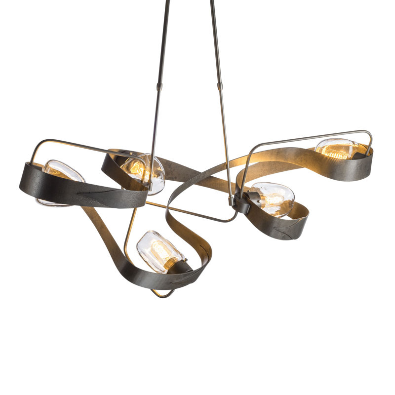 Lustre linéaire moderne et spectaculaire à 5 lumières Graffiti, Fumée foncée, 25" - 35.8"