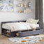 Lit plateforme simple tapissier en forme de L avec rangement et tiroirs-1397905869