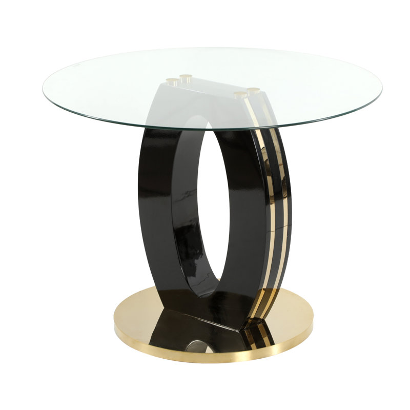 47.2'' Modern Luxury Clear Glass Round Dining Table for 4-6, Modern Kitchen Table with Tempered Glass Top & Stainless Steel Legs, Circle Dining Table for Home, Living Room, Apartment