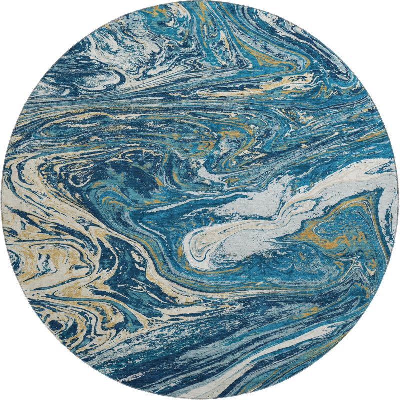 Premium Machine Washable Cossette AMF1061 Abstract Rug, Round 8'