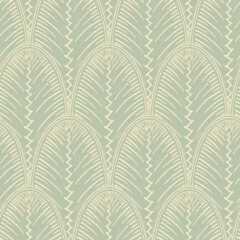 Fountain Fan - Papier peint, Bleu cendré, Peler et coller, Self-adhesive