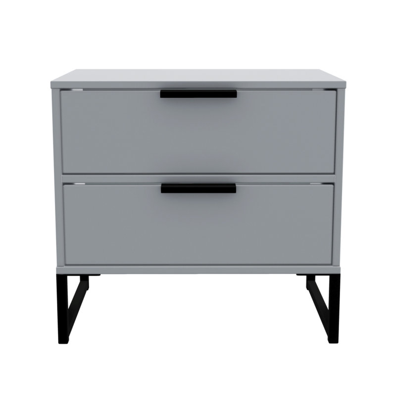 Fully Assembled Fourman 2 - Drawer Nightstand, Dust Grey