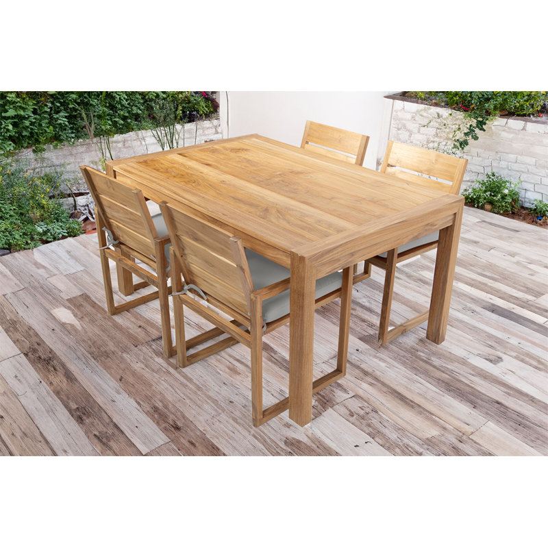 Kortnie 5 - Piece Solid Wood Dining Set, Camel