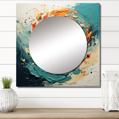 Spiral Marriage Of Electric Amber III - Abstract Spirals Square Mirror For Wall Art Decor