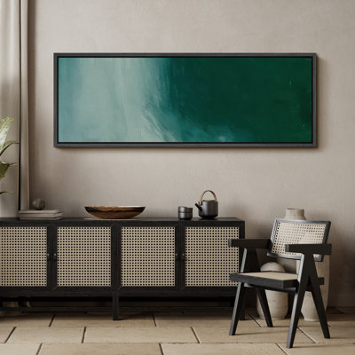 Abstrait paysage mural encadré, impression minimaliste verte pour décoration murale moderne