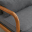 Chaise avec accoudoirs en chêne Mid-Century moderne en lin gris foncé pour la décoration du salon