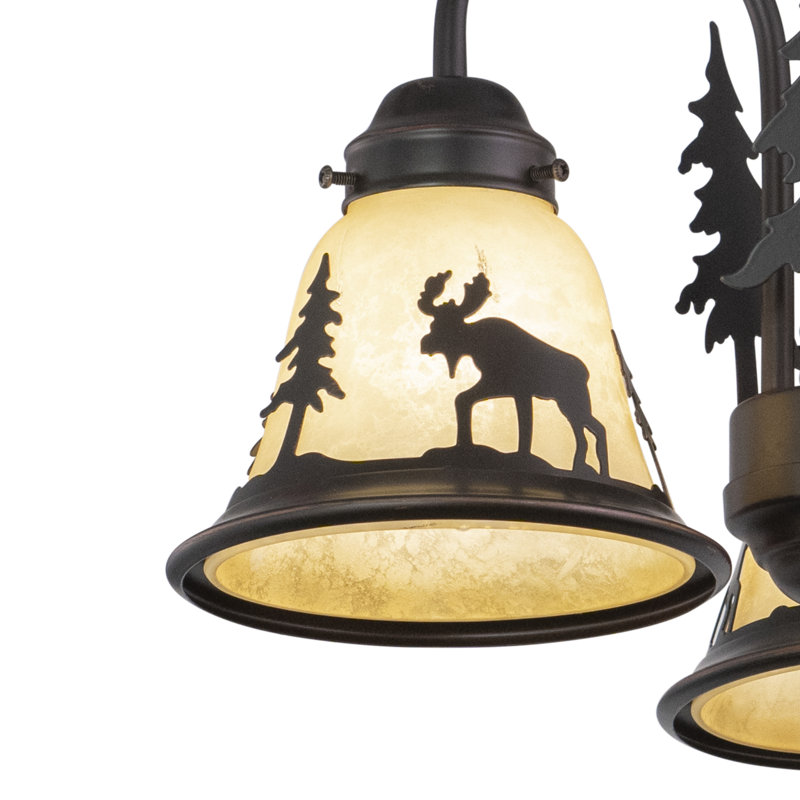 Kynslea 3 - Light Dimmable Wagon Wheel Chandelier, Moose