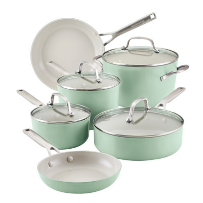 KitchenAid Hard Anodized Ceramic Nonstick Cookware Pots and Pans Set, 10 Piece