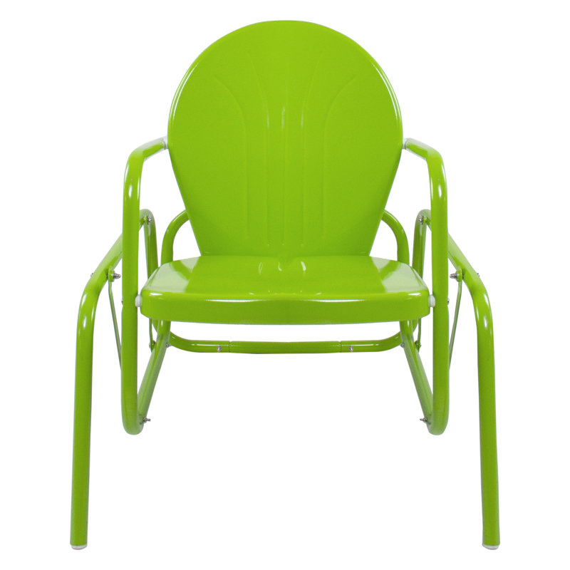 Outdoor Retro Metal Tulip Glider Patio Chair Lime Green