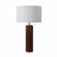 Lampe de table Tambo - Finition bois de noyer foncé, laiton patiné, abat-jour en lin blanc-96191269