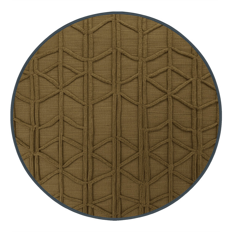 Tapis brun treillis lavable à la machine, Rond 3 pi