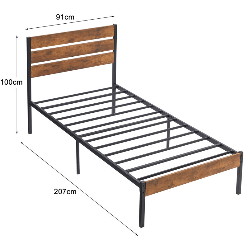 Alessondra Bed, Brown, European Single (90 x 200cm)