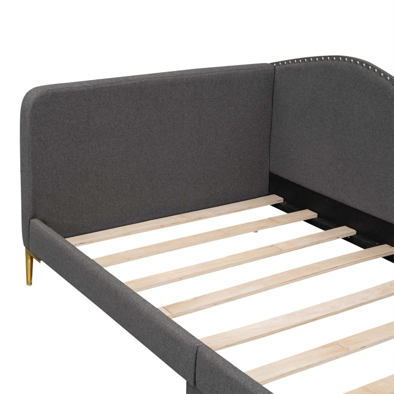 Upholstered Daybed With Headboard And Armrest,Support Legs