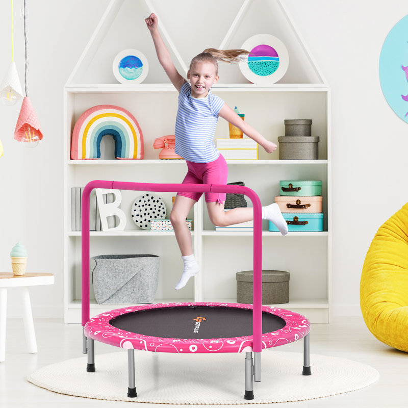 Wang Freeport Park ft Round Kid / Toddler Trampoline with Handlebar, Black