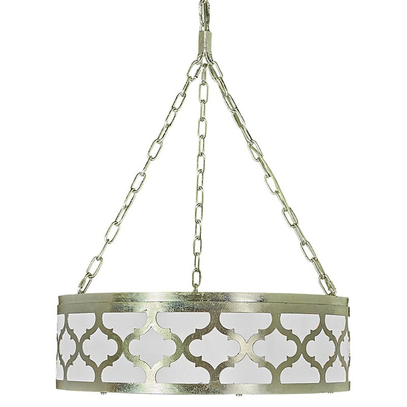 Lustre tambour 4 lumières, Feuille d'argent