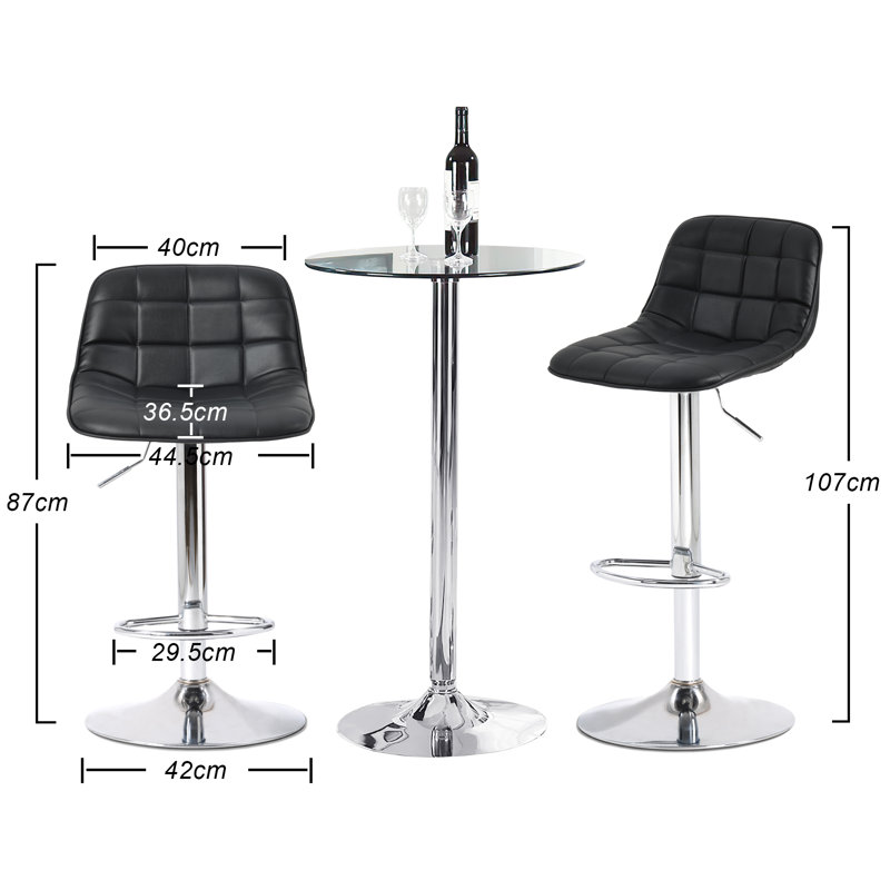 Towler Swivel Upholstered Adjustable Height Counter Stool with Metal Frame, Black