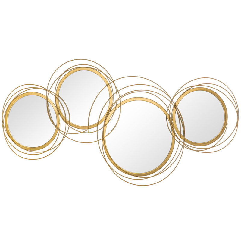 Metal Wall Art Modern Mirror Decor Home Hanging Wall Sculptures for Living Room Bedroom Dining Room, Gold