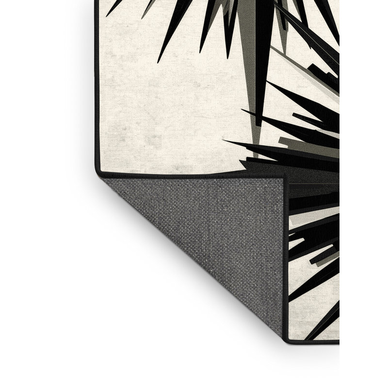 Tapis doux et moelleux de style Midwood Art Deco Starburst en gris - reliure noire, 3 X 5