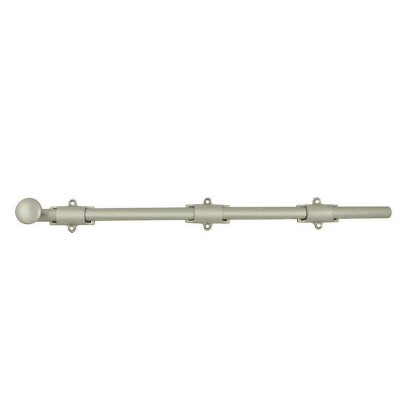 Boulon de surface 18 po Deltana 18SB15; robuste; finition nickel satiné, Nickel brossé, H 1,875 po x l 18,5 po x P 1,25 po