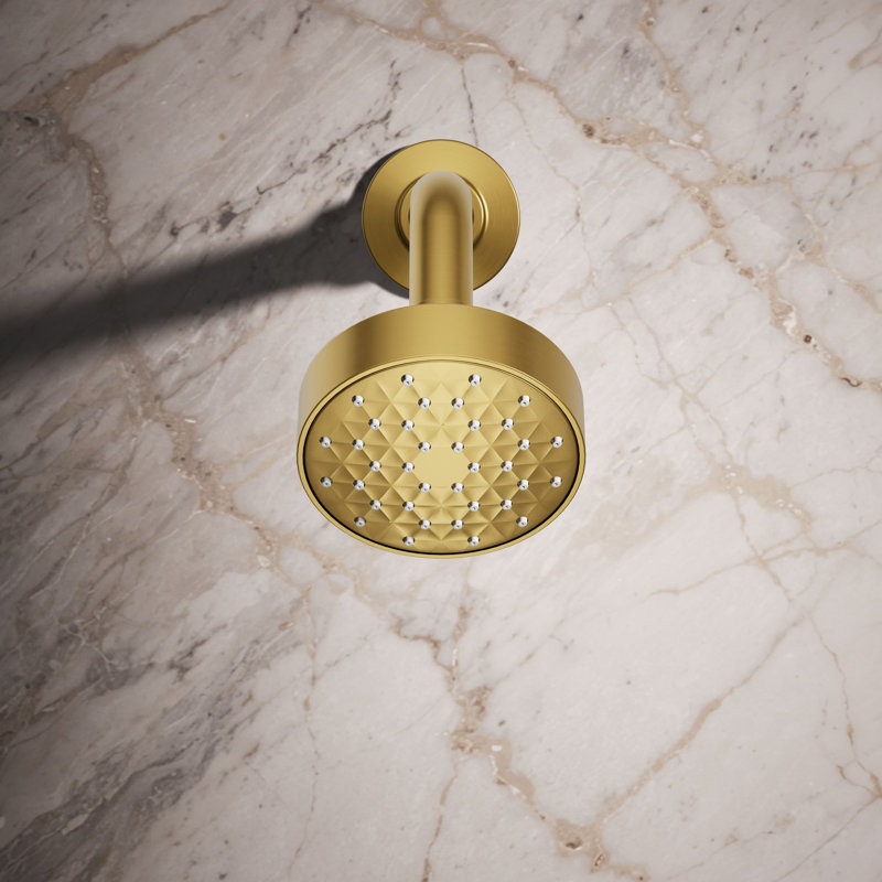 Awaken G90 Single-Function Full/Standard Fixed Shower Head, Vibrant Brushed Moderne Brass,  1.75 GPM
