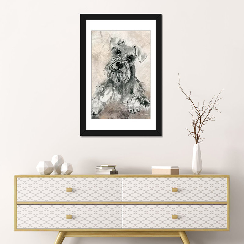 « sketchy study : schnauzer », impression sur toile, H 24 po x l 16 po x P 1 po, Papier d'art encadré noir, Blanc
