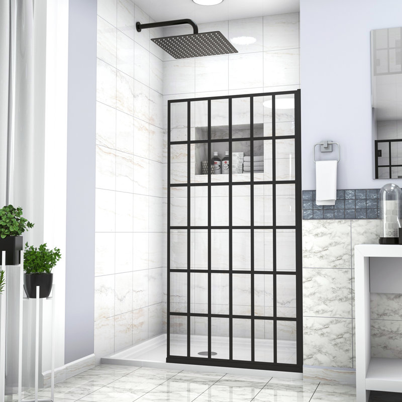 Porte de douche à panneau simple noir mat 38 po x 72 po - verre trempé, salle de bain à panneau, ajout sophistiqué