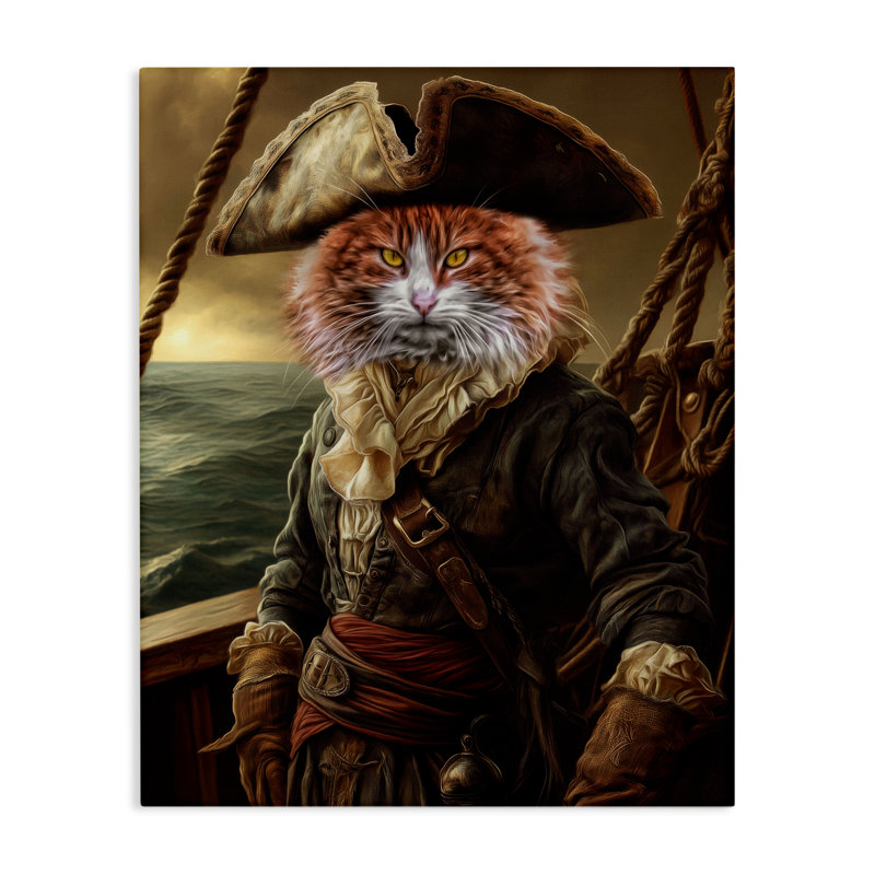 Toile Swashbuckling Whiskers Cat, conception de Kelley Parker, H 30 po x l 24 po