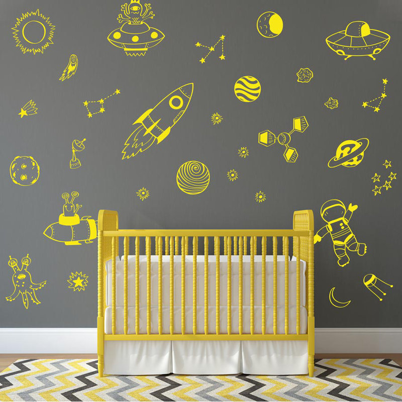 Space Doodles Wall Stickers, Yellow