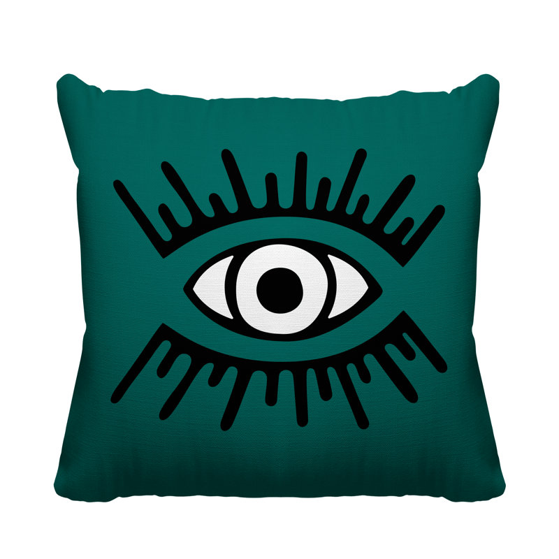 Coussin intérieur / extérieur Miranda Evil Eye, L 19 po x H 19 po, Émeraude