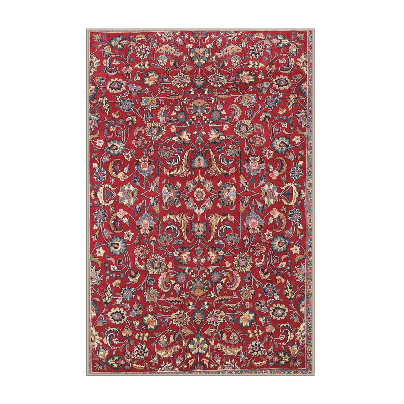 Tapis traditionnel rouge / noir, Rectangle 4 pi x 6 pi