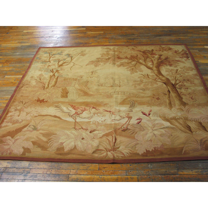 Antique Tapestry French Ivory 1890s Rug