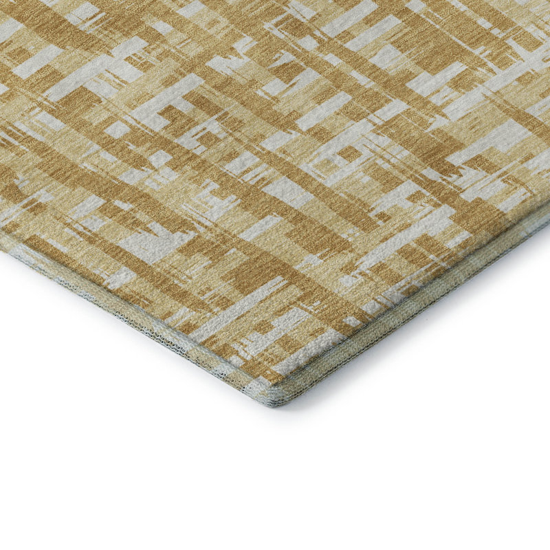 Premium Machine Washable Crumley AMF1059 Lines Rug_AMF1059GO, Rectangle 2 pi 6 po x 3 pi 10 po
